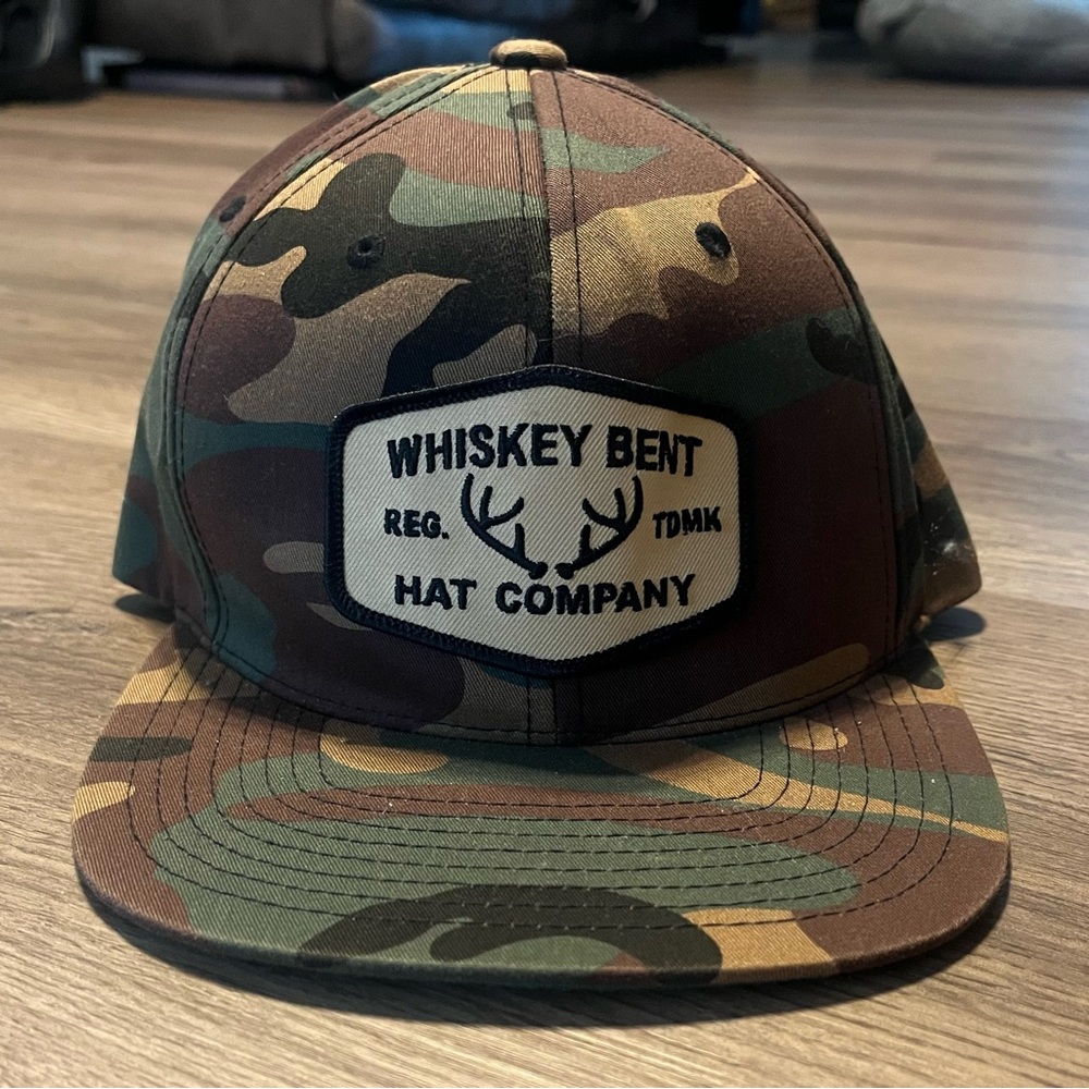 Green and Brown Camouflage Snapback Hat Whiskey Bent